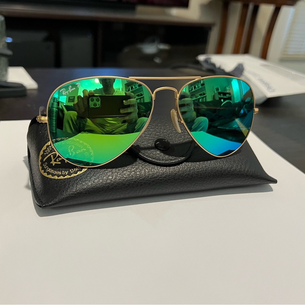 Ray-Ban Aviator Flash Lenses - Polarized - Green Mirror - XL 58-14